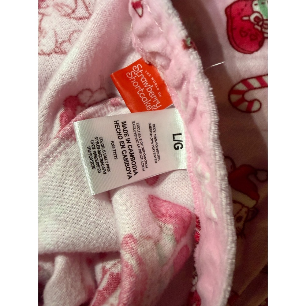 Strawberry Shortcake Christmas Pajama Pants Pink Fleece Holiday Lounge Large - Picture 3 of 3